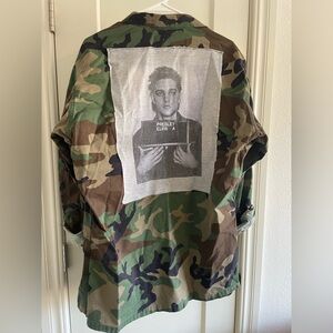 Custom - Army Surplus Camo Jacket - Large Long - With Elvis Back Patch